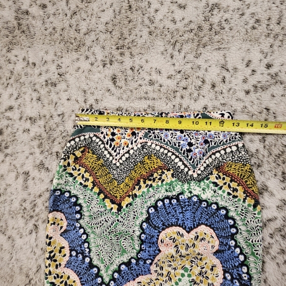 Moulinette Soeurs SZ 0P Festive Multicolor Midi Lined Pencil Skirt Side Zip - Picture 5 of 10